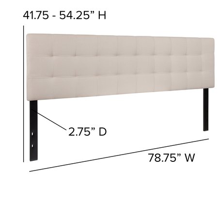 Flash Furniture King, Bedford Headboard, Beige Fabric HG-HB1704-K-B-GG